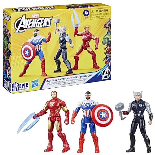 Marvel Avengers Epic Hero Series Team-Up Gift Pack figures in dynamic pose with accessories.
