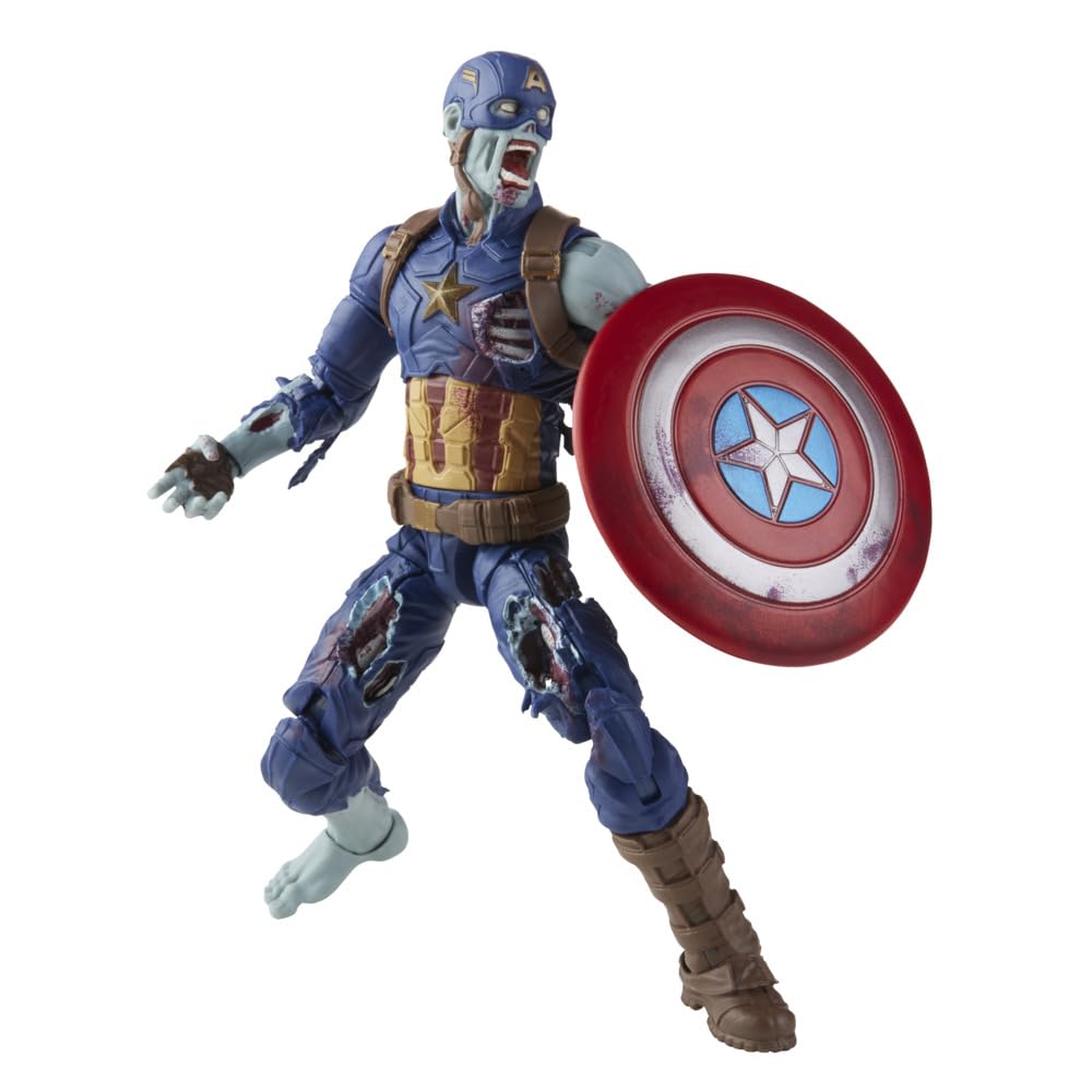 Marvel Avengers Legends Series zombie Captain America costume details support dynamic poses.