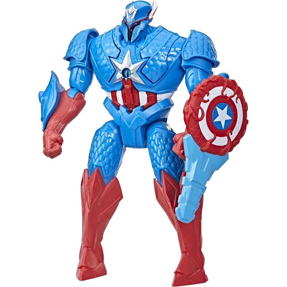 Marvel Captain America Mech Strike figure, 8-inch deluxe scale for dynamic battle poses.