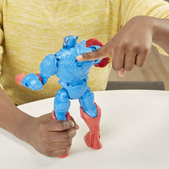 Back-switch reveals hidden cannons on Marvel Mech Strike Captain America figure.