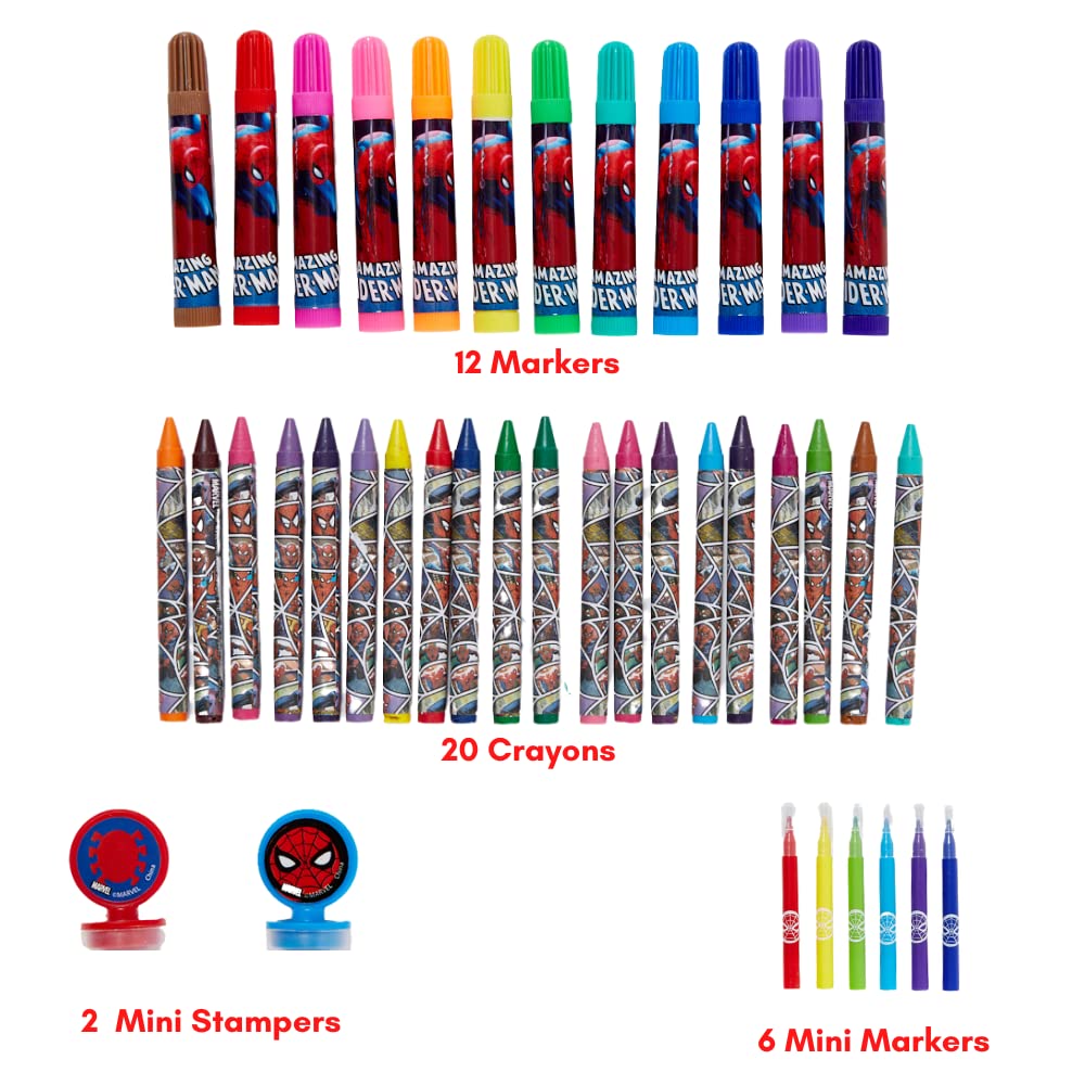 Marvel Avengers Spidey stickers closeup featuring 196 designs for crafts and notebooks.