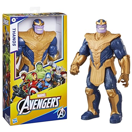 Marvel Avengers Thanos Deluxe figure in open window box packaging for display.