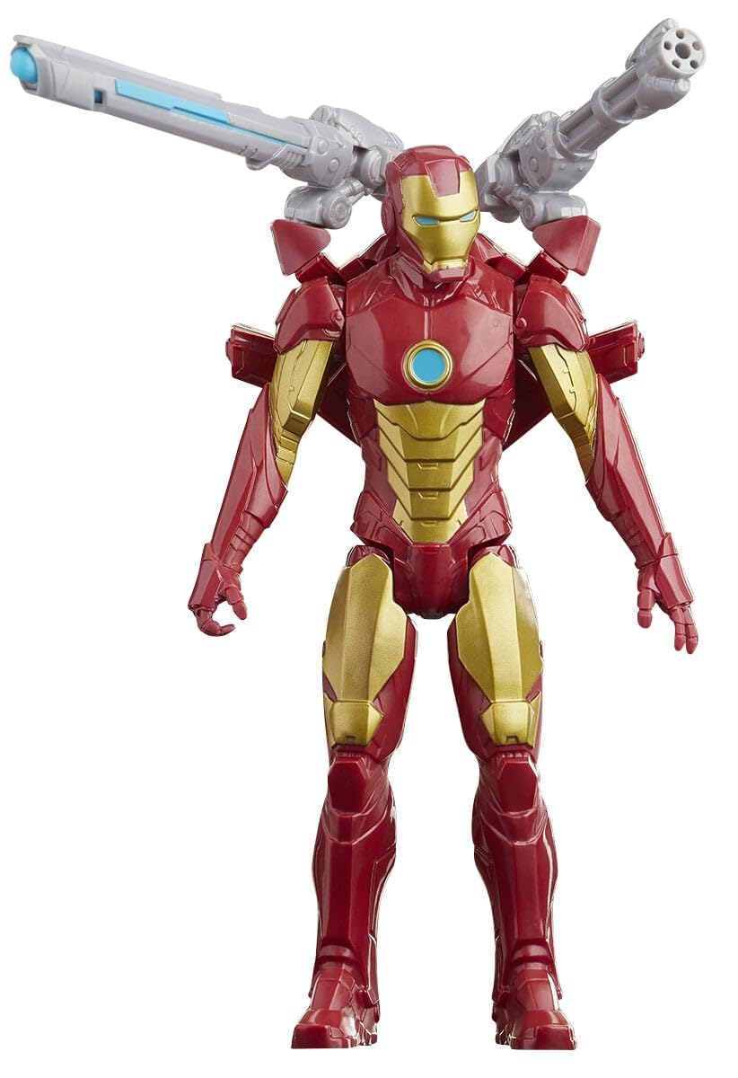 Marvel Avengers Titan Hero Blast Gear Iron Man figure ready for action with launcher