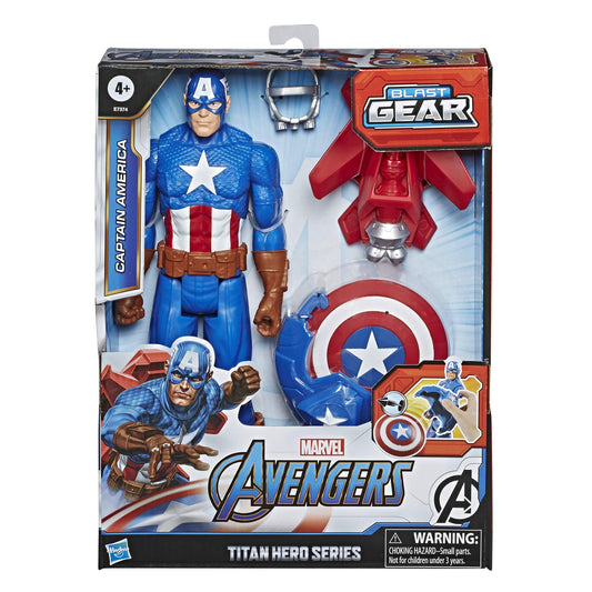 Titan Hero Blast Gear launcher attached to Captain America figure for quick launches