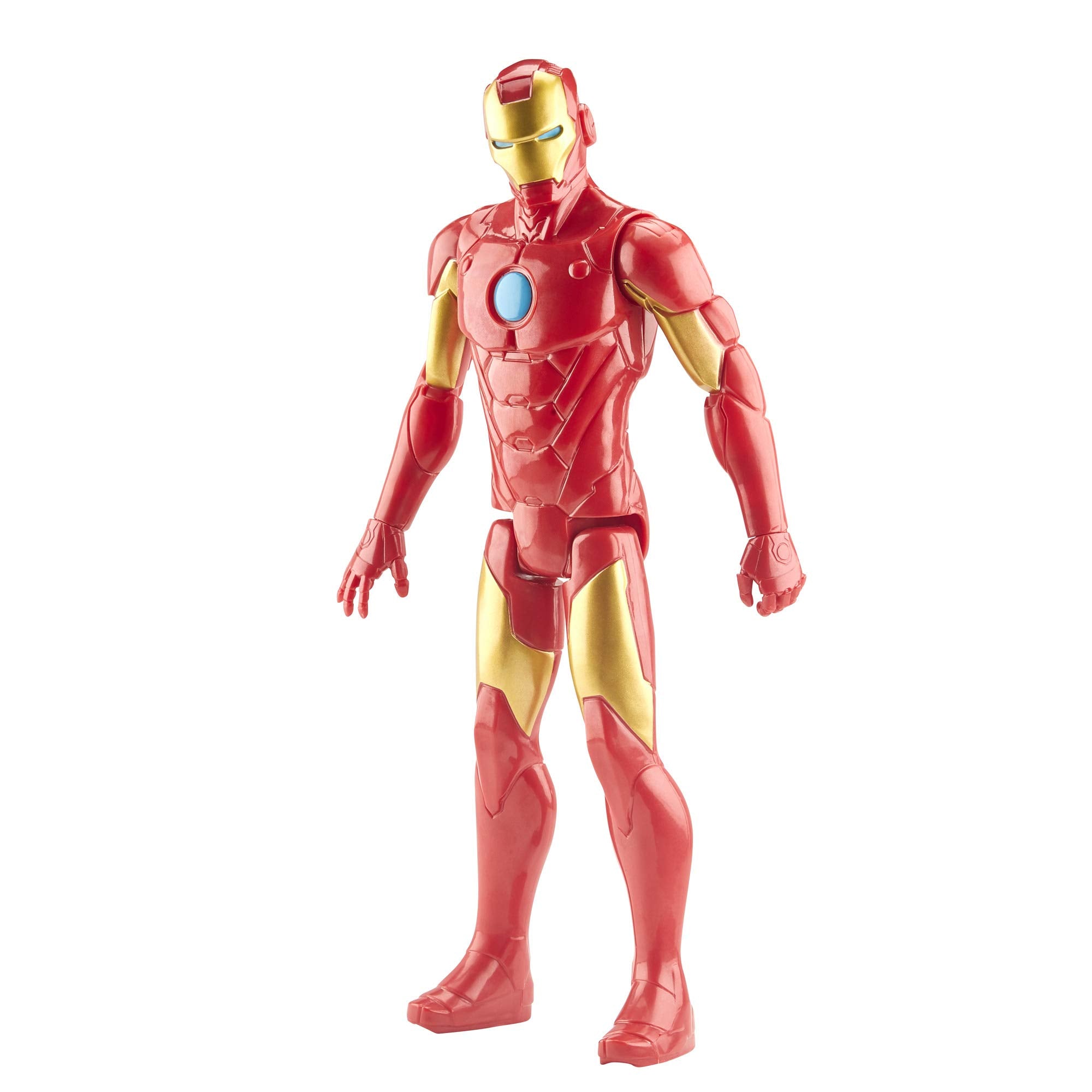 Bright metallic finish on Iron Man enhances visual appeal during pretend battles.