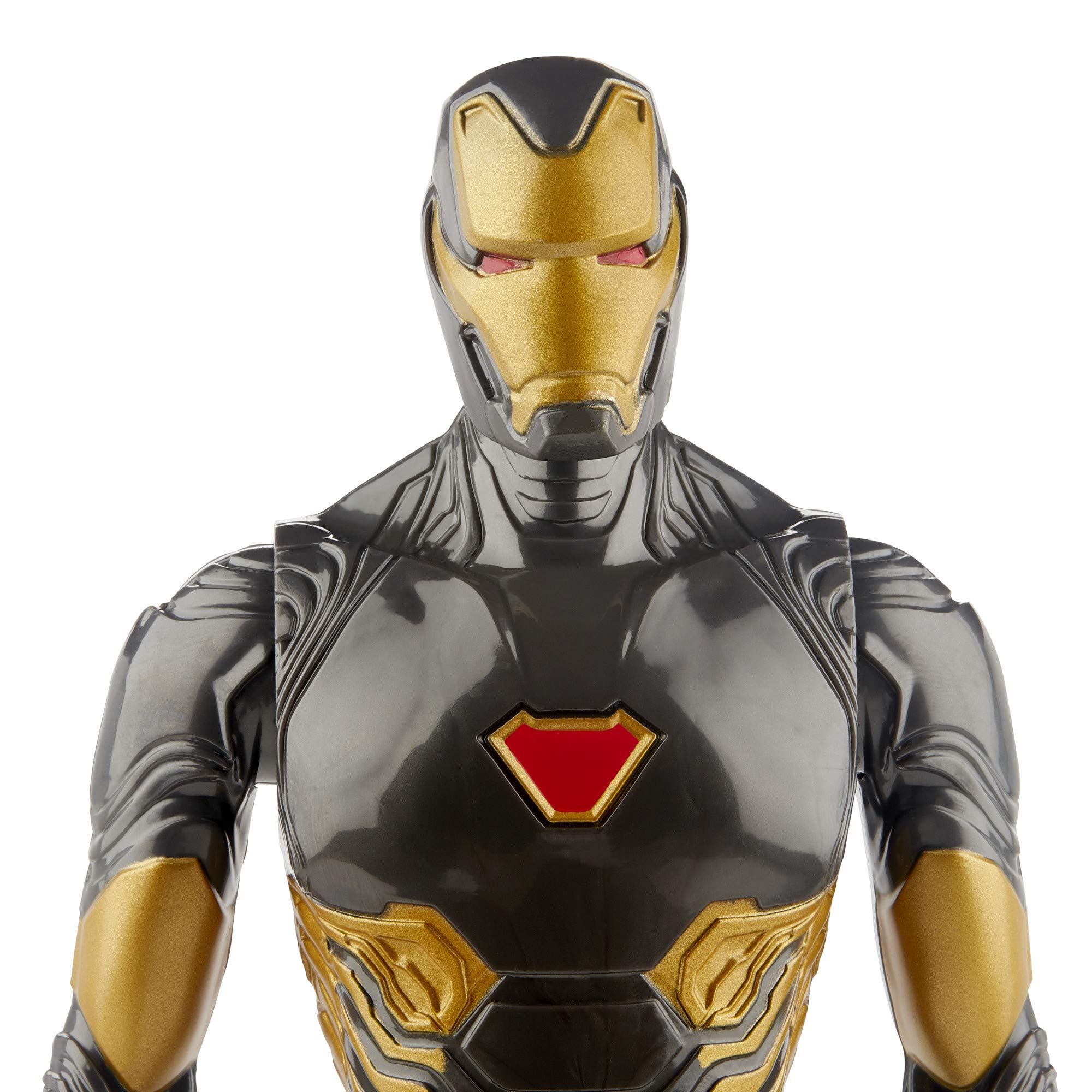 Iron Man figure chest detailing captures classic Marvel design.