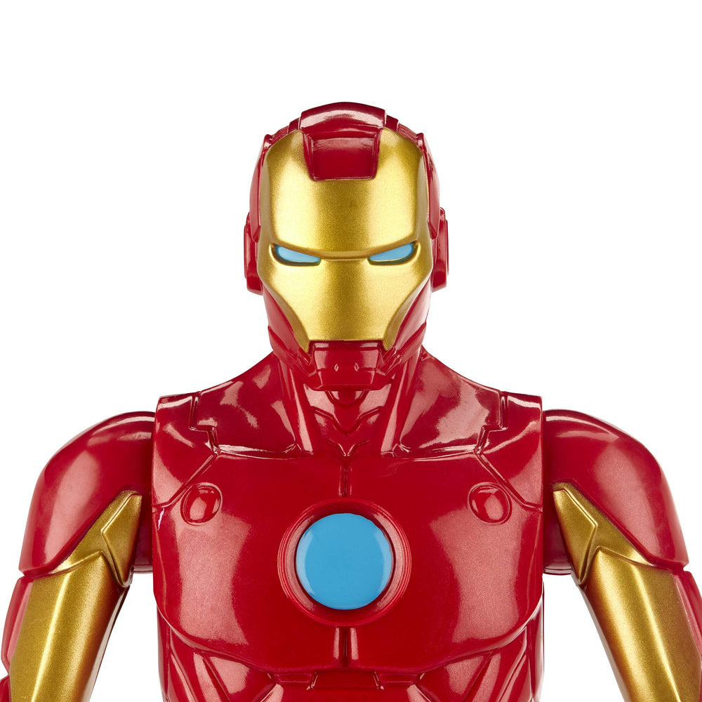 Marvel Titan Hero Iron Man with metallic finish catches light during play.