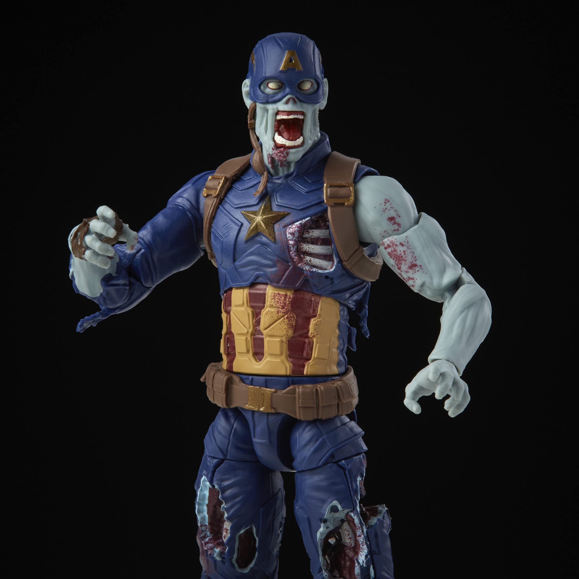 Marvel Avengers Zombie Captain America articulation detail highlights multiple joints for posing.