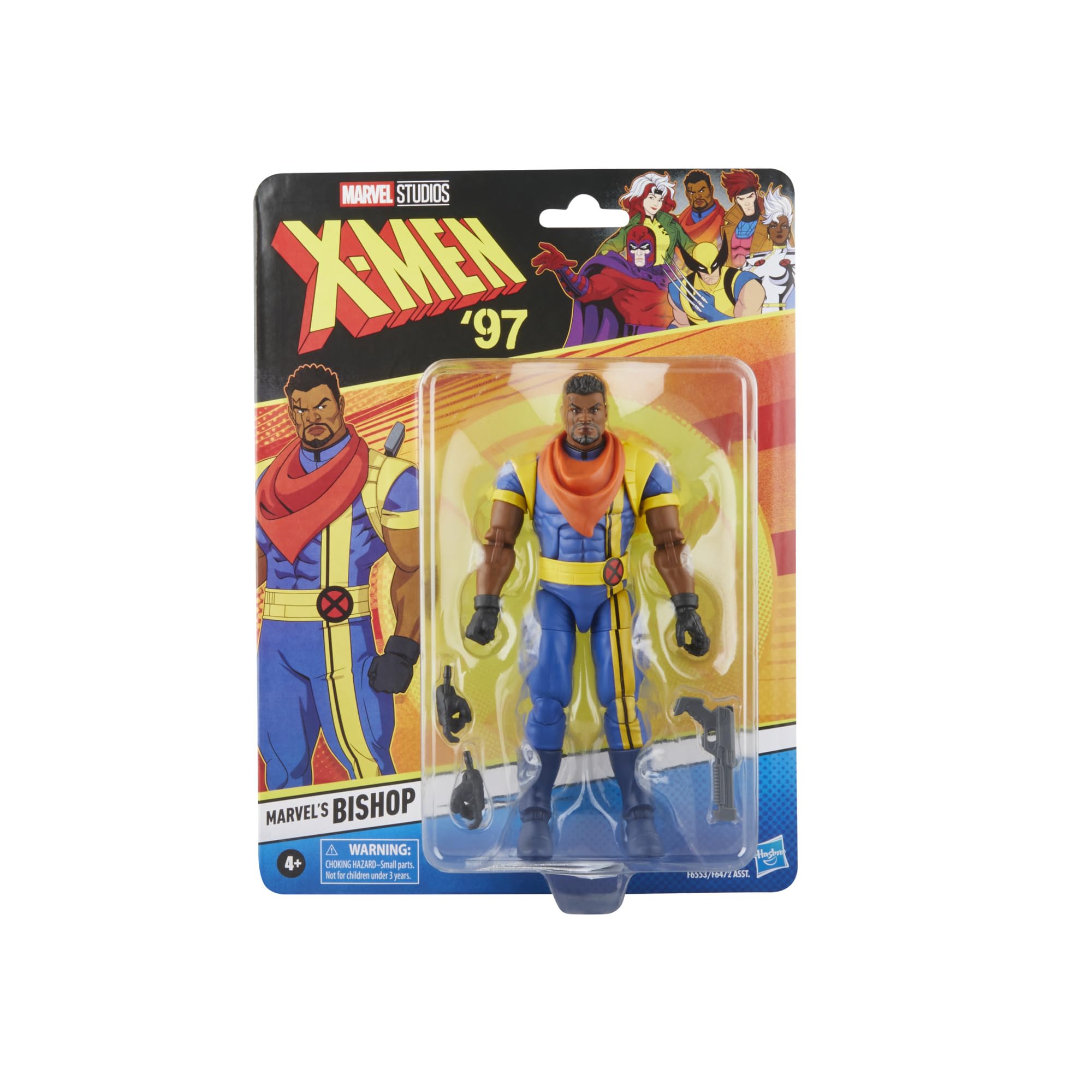 Marvel Bishop figure back view reveals cape detailing and articulation.