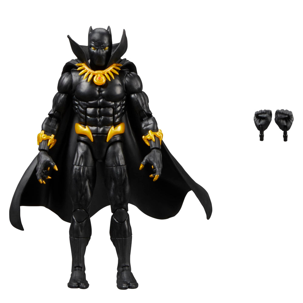 Marvel Black Panther figure front view, premium poseable design for dynamic shelf display.