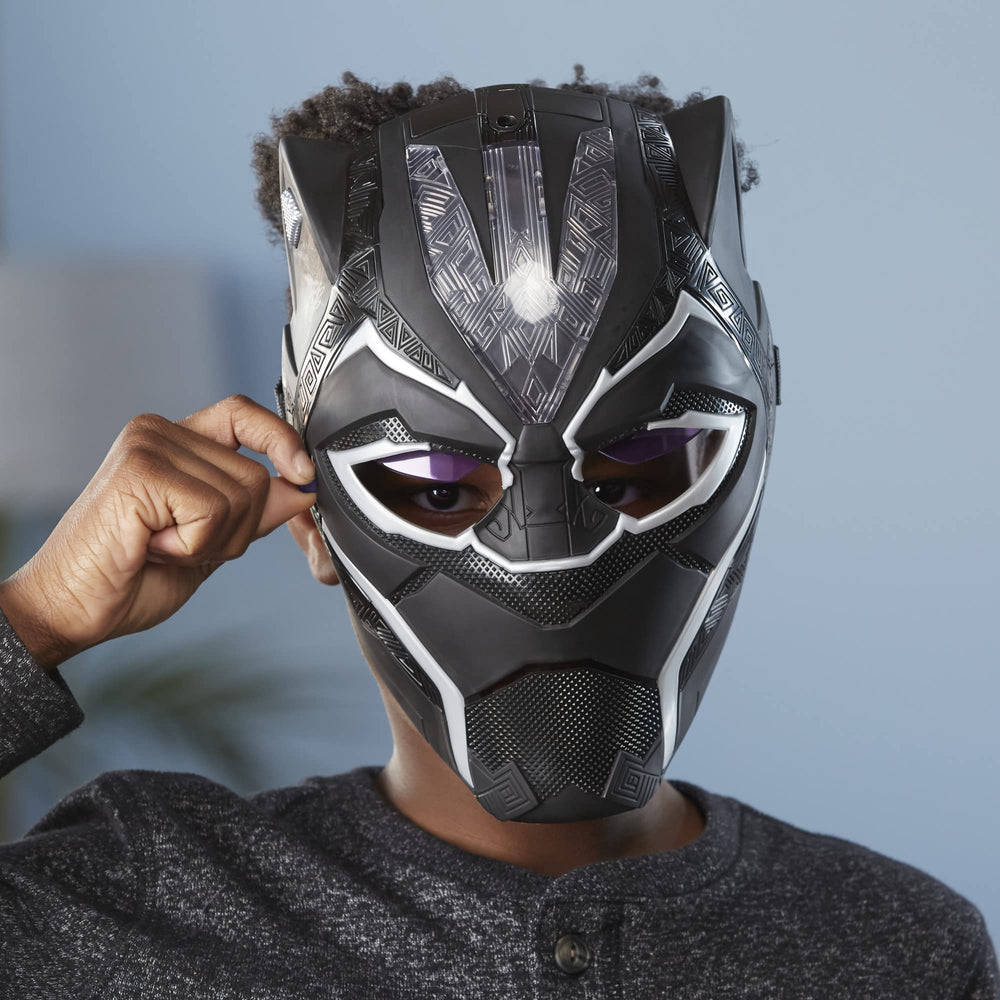 Action pose featuring Marvel Black Panther Vibranium Power FX Mask