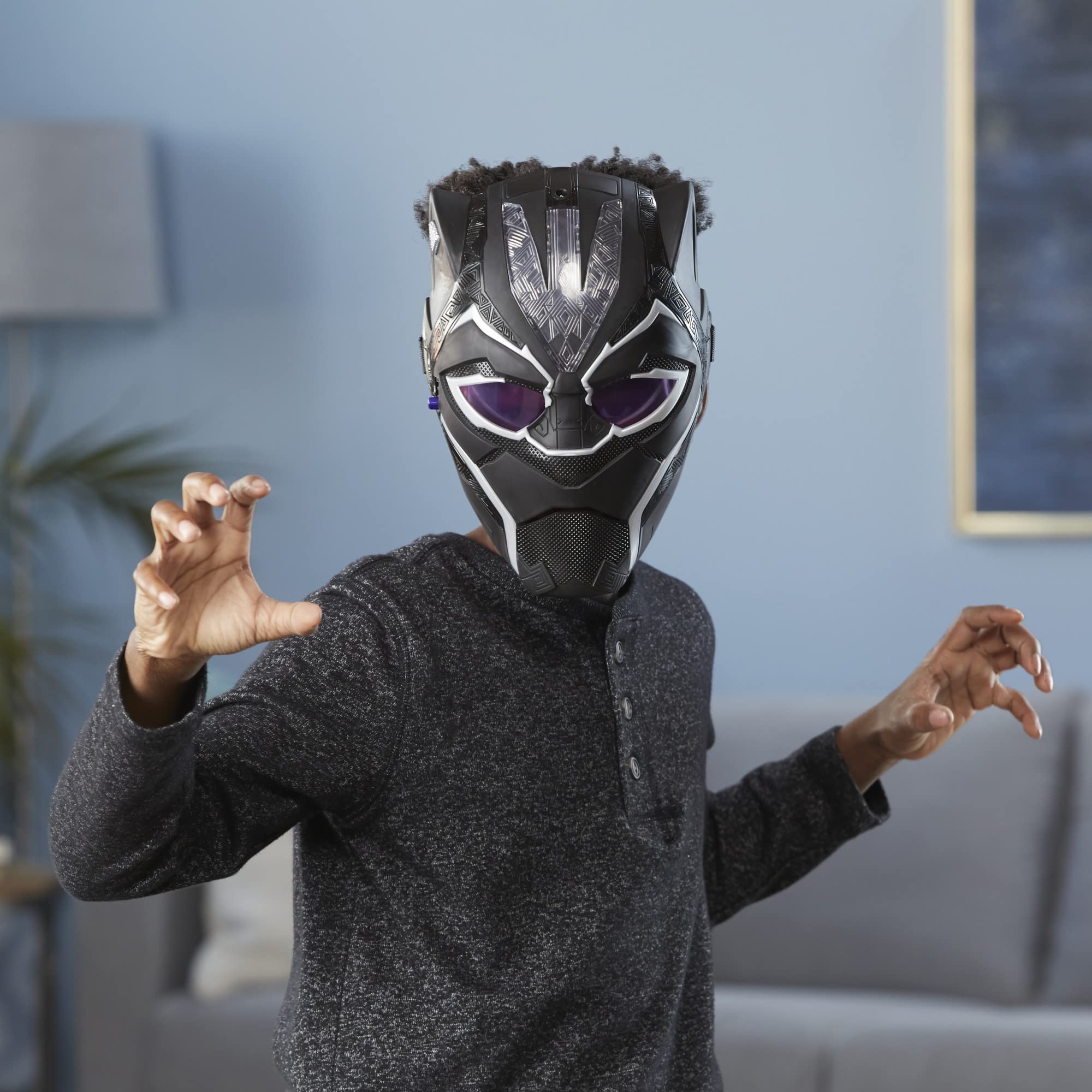 Detailed texture close-up of Marvel Black Panther Vibranium Power FX Mask