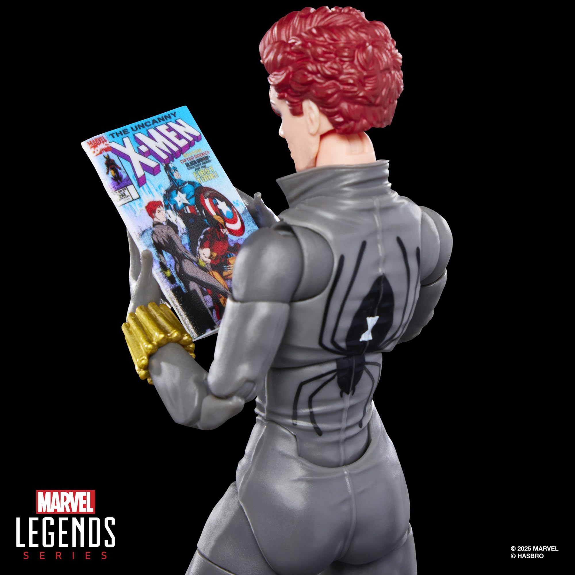 Fully articulated Black Widow figure enables versatile posing and dynamic shelf scenes.