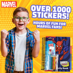 Marvel Boys Sticker Book: colouring pages and pencils for quiet time