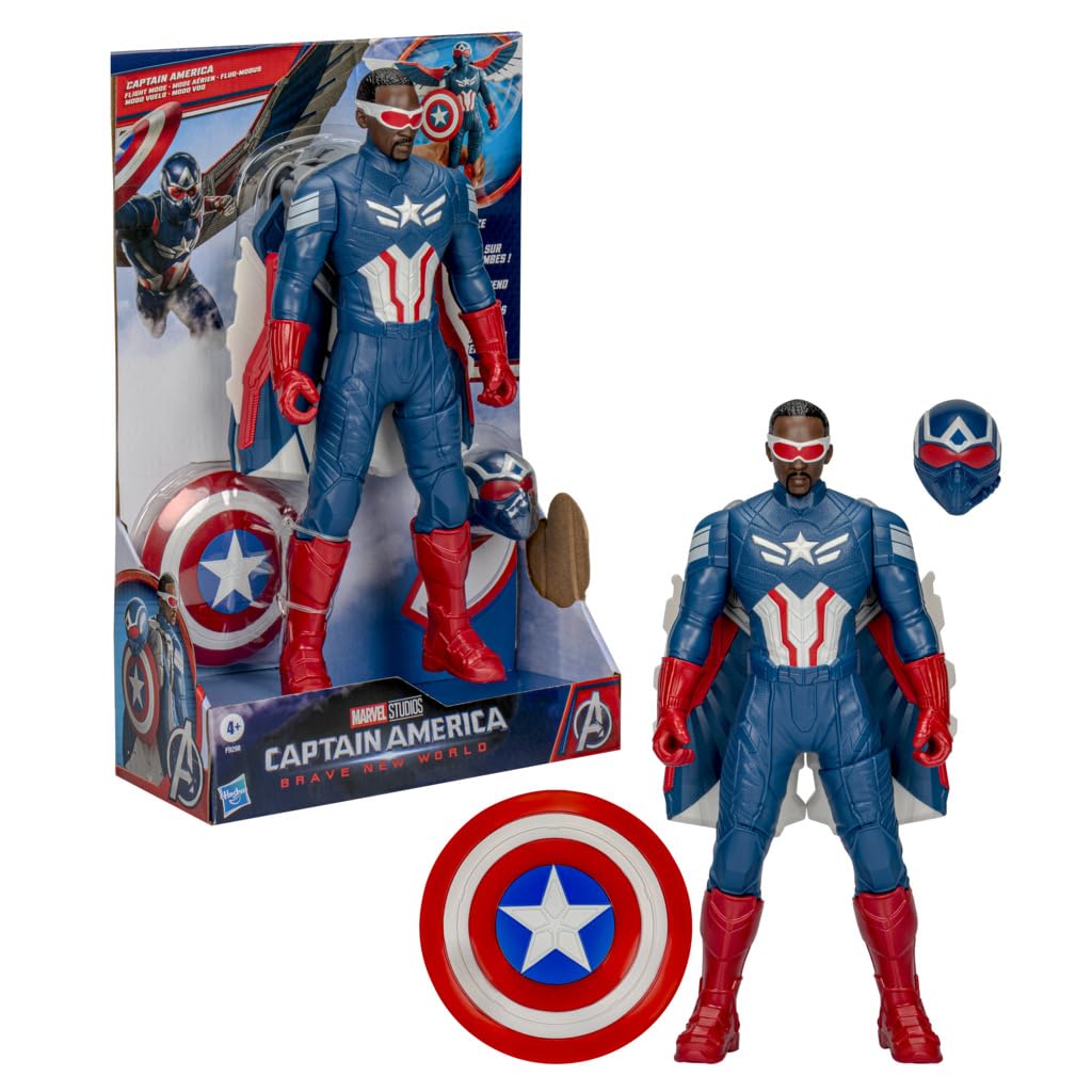 Marvel Captain America figure with flight wings deployed for dynamic action play