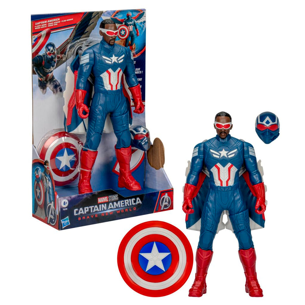 Marvel Captain America figure with flight wings deployed for dynamic action play