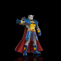 Marvel Legends Death's Head with back-mounted weapons for display-ready setups.