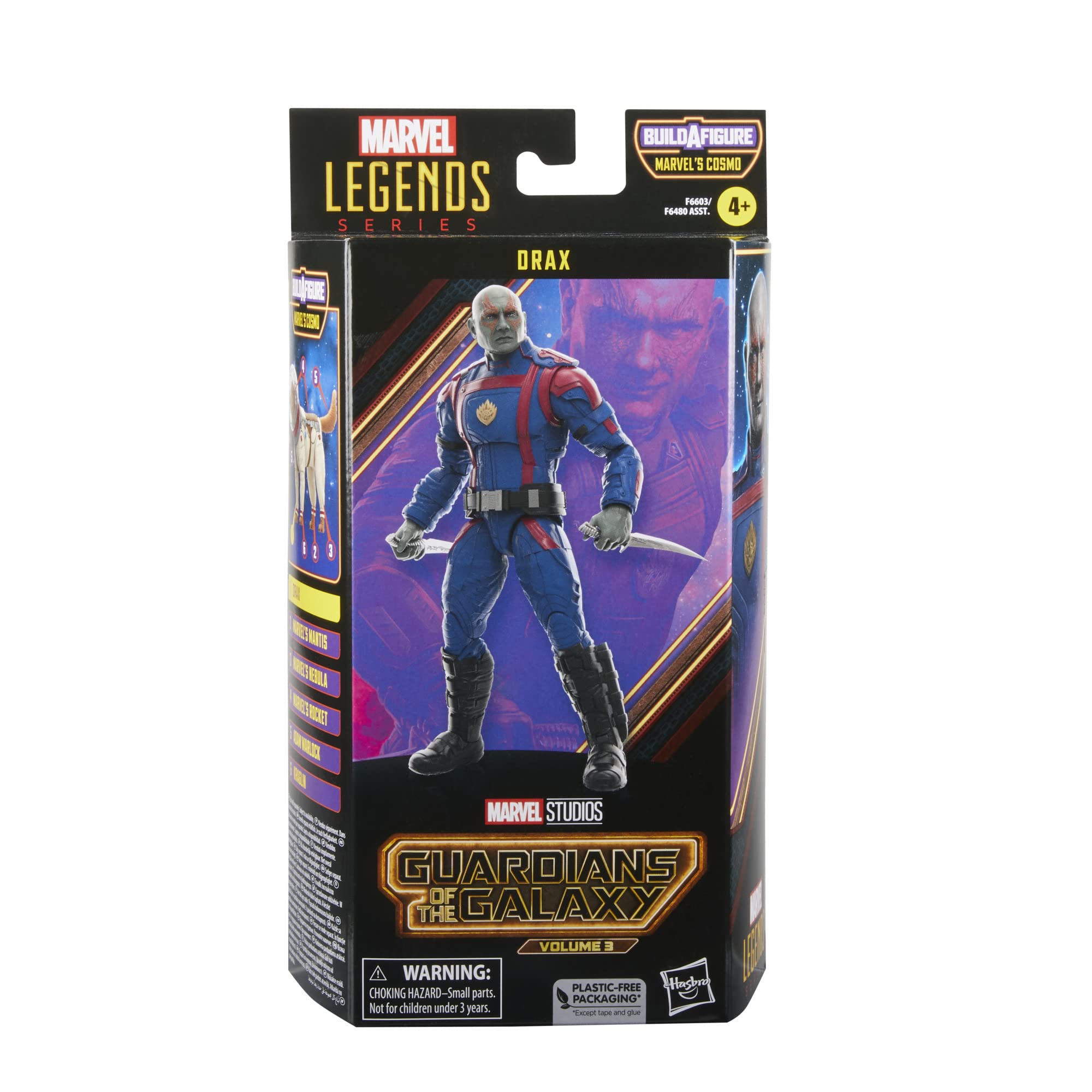 Marvel Drax action figure with two knife accessories for dynamic poses.