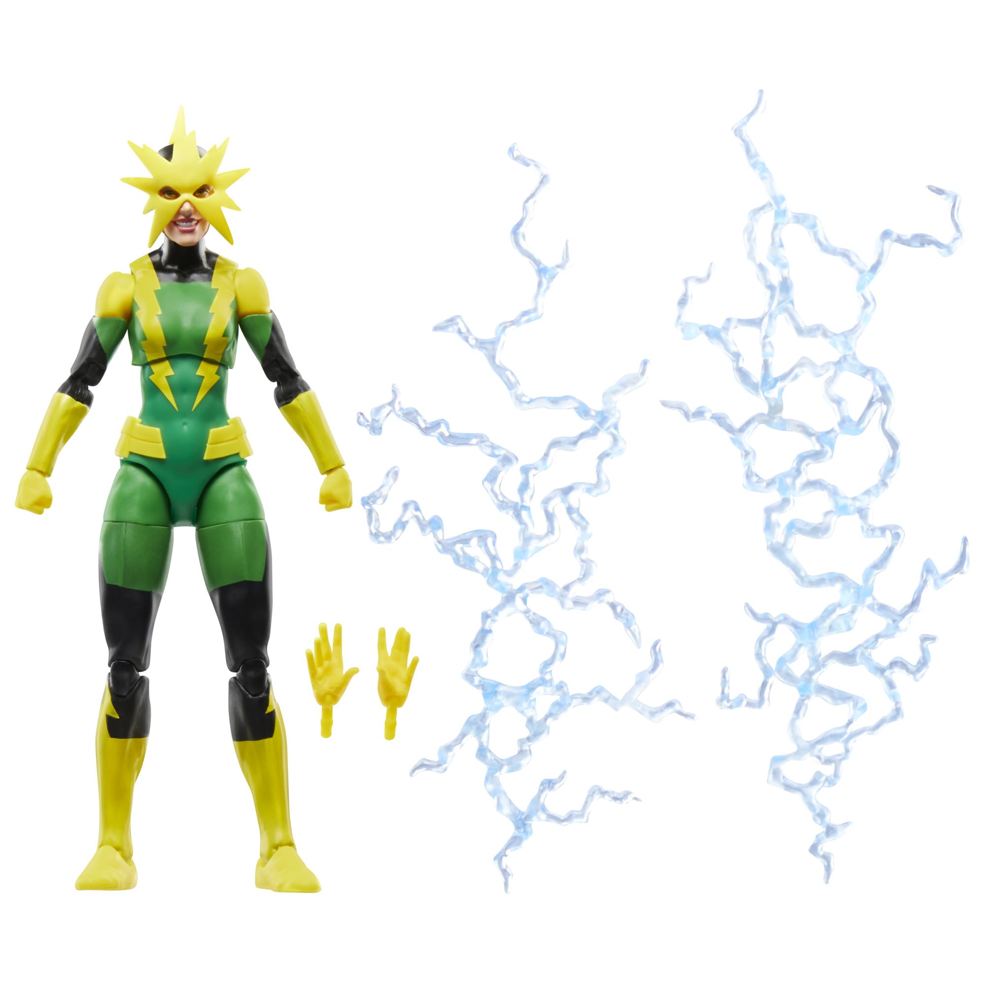 Marvel Electro Francine Frye front view figure with premium deco for display.