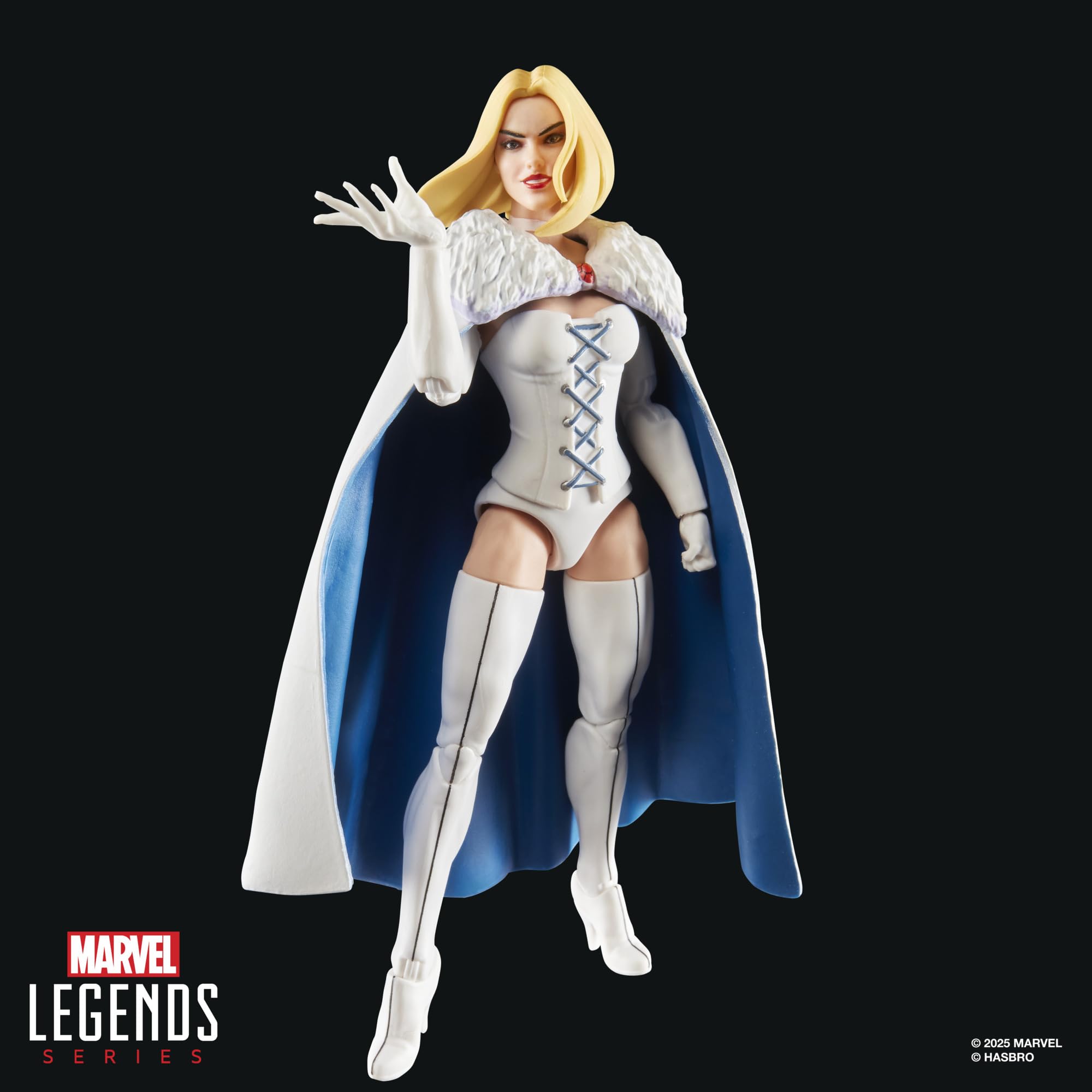 Marvel Emma Frost packaging suits retro-inspired display on shelf