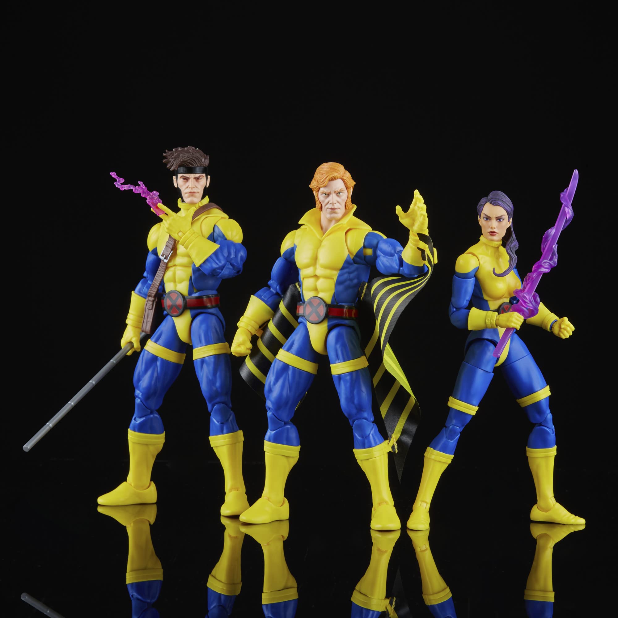 Marvel Gambit figure with bo staff and kinetically charged cards in action pose