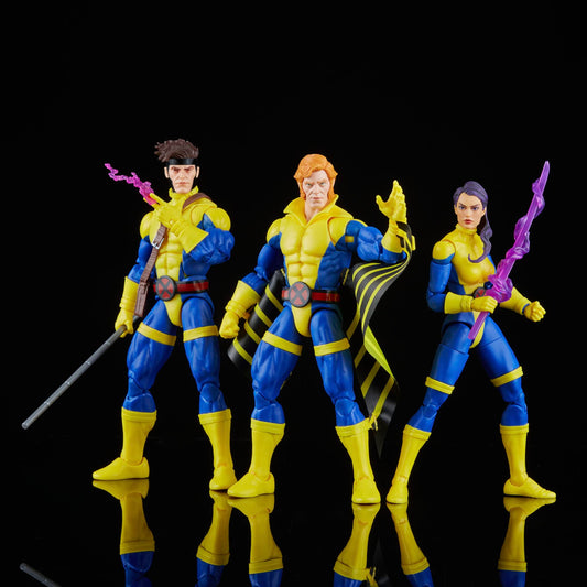 Marvel Gambit figure with bo staff and kinetically charged cards in action pose