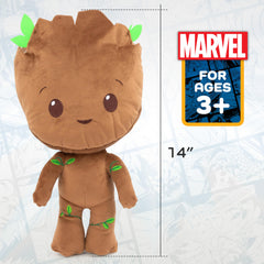 Marvel Groot stuffed pillow buddy fabric close-up highlighting plush softness.