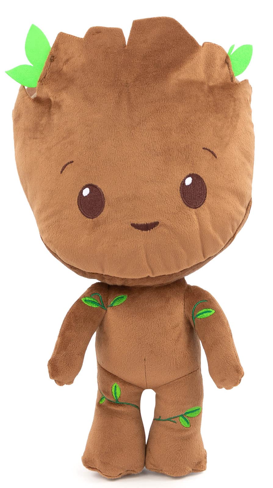 Marvel Groot stuffed pillow buddy full view, cuddly travel companion.