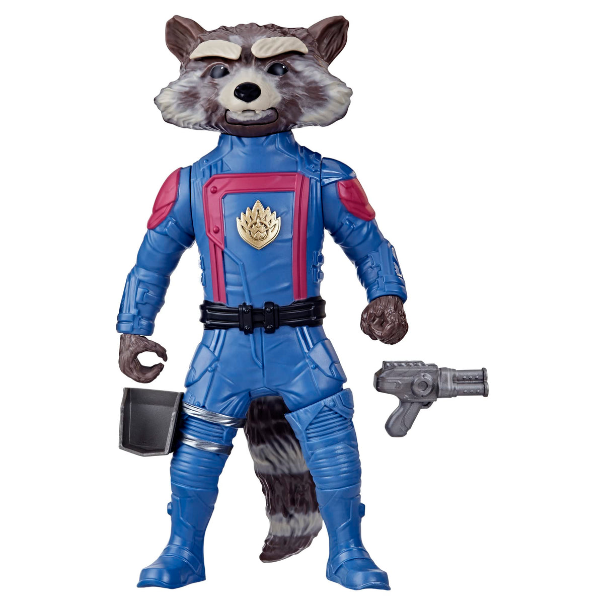 Marvel’s Rocket 8-inch action figure with blaster for action-packed play.