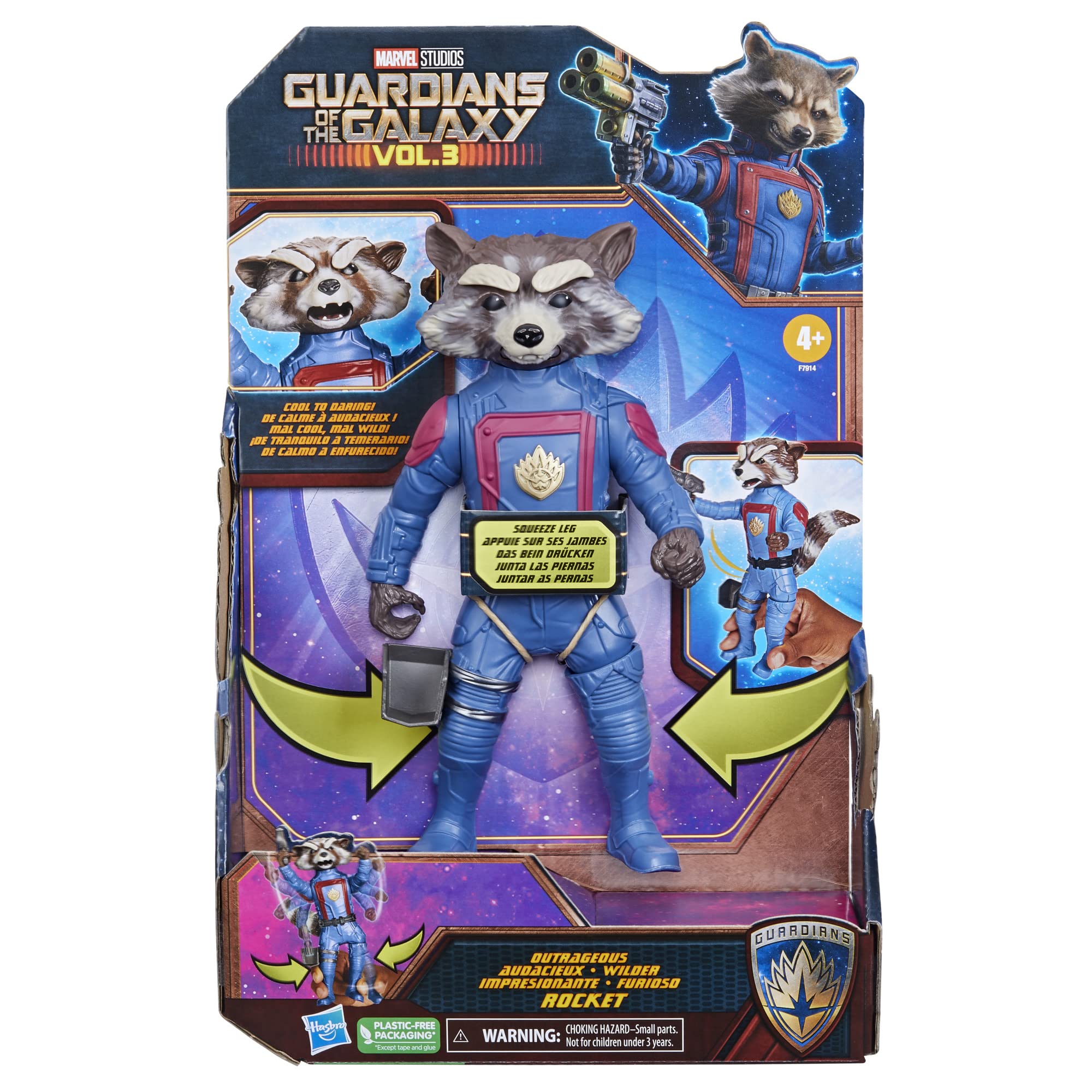 Marvel’s Rocket tail detail enhances poseability for space adventures.