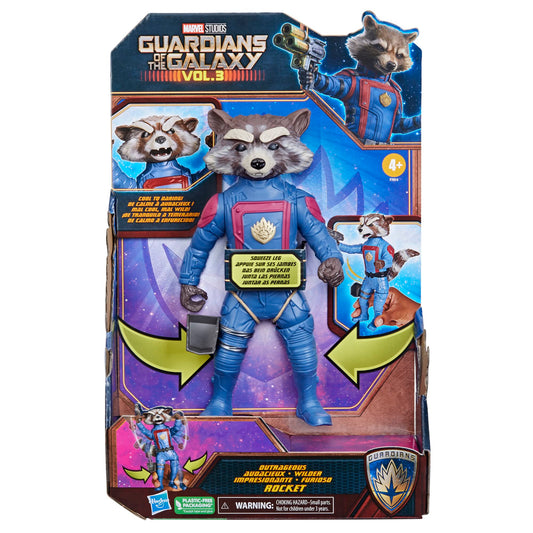 Marvel’s Rocket tail detail enhances poseability for space adventures.