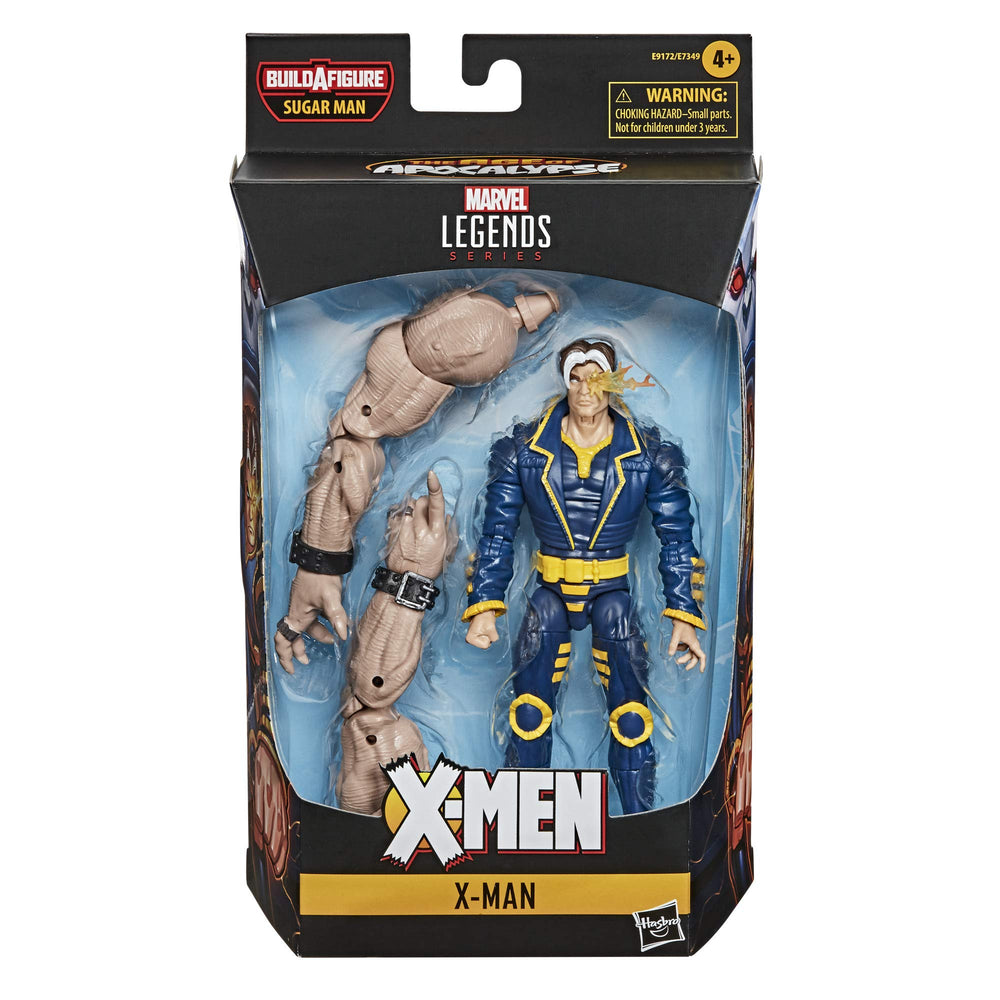 Marvel Hasbro Legends X-Man 6-inch figure articulation close-up highlights premium detailing.