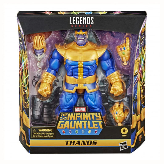 Marvel Hasbro Legends Thanos figure front view with premium articulation for dynamic posing.