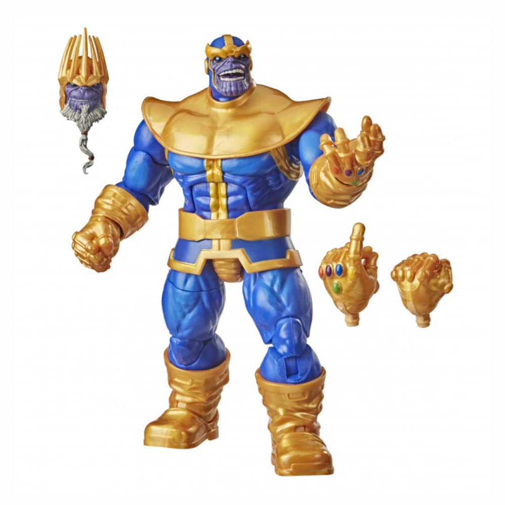 Marvel Hasbro Legends Thanos figure with Infinity Gauntlet accessory in display-ready pose.
