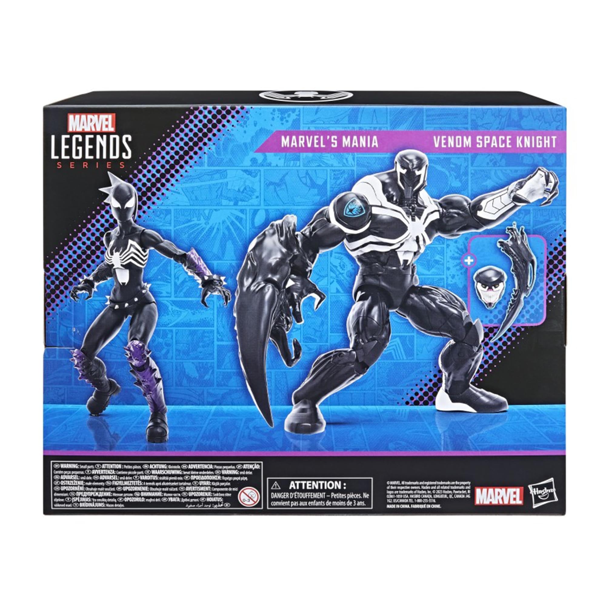 Marvel Hasbro Venom Space Knight display-ready figures for easy shelf setup.