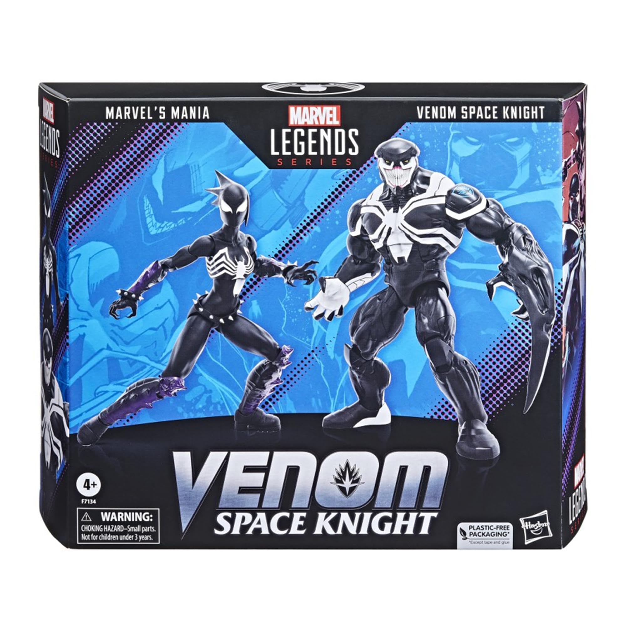 Marvel Hasbro Venom Space Knight packaging artwork aids shelf appeal.