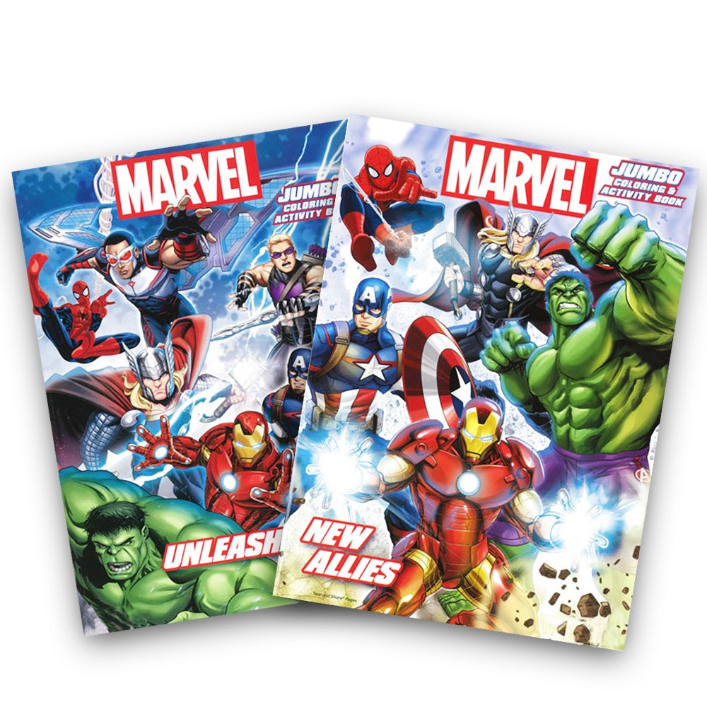 Marvel Heroes Avengers jumbo coloring book set cover, great for screen-free play and imaginative adventures.