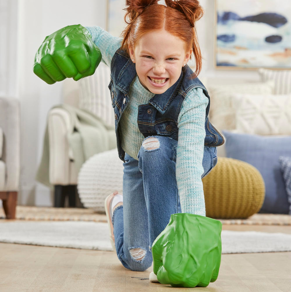 Marvel Hulk Gamma Smash Fists soft-foam material offers safe, gentle impact during imaginative play.