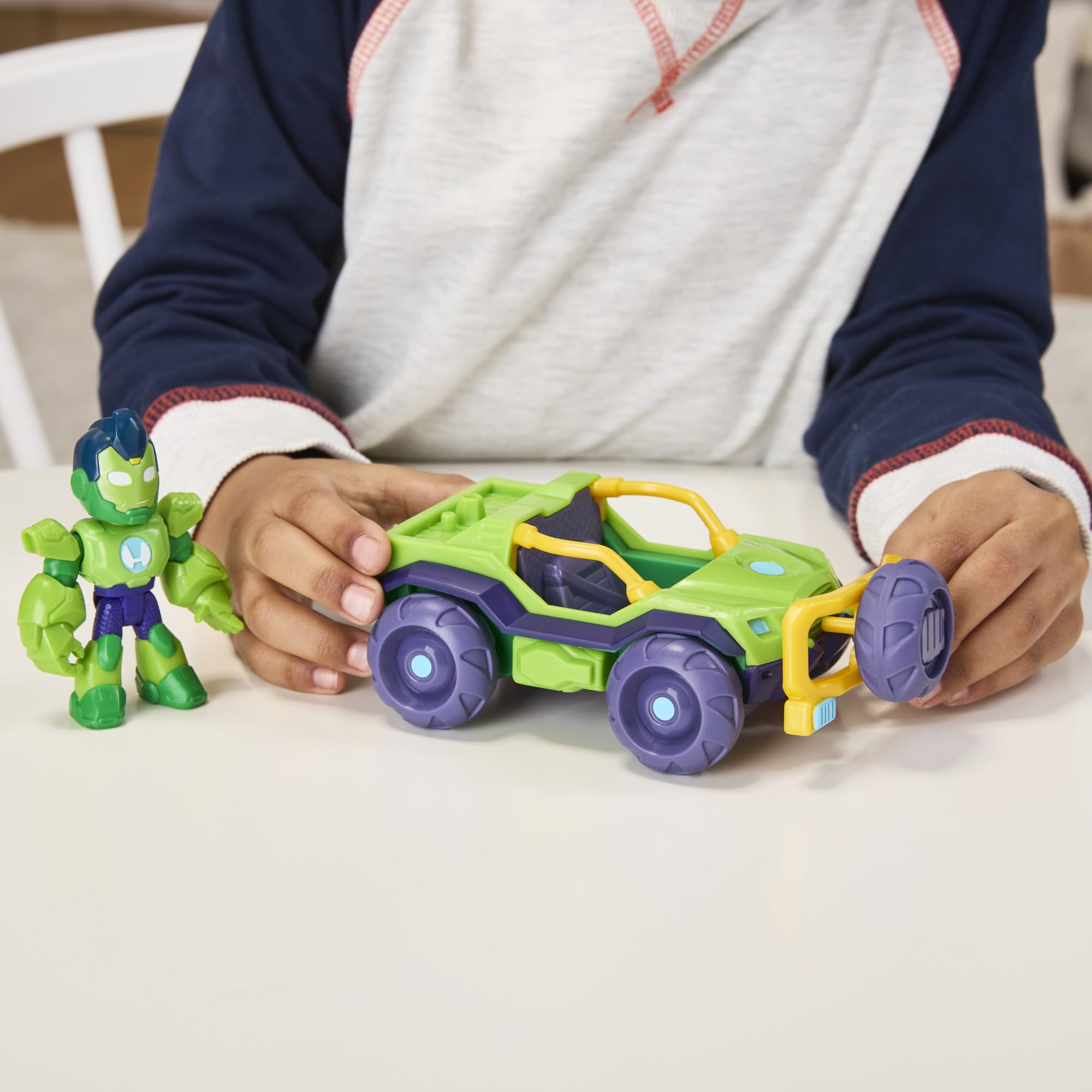 Marvel Iron Hulk front spoiler attachment doubles as armor for smashing.