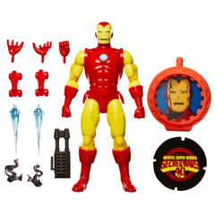 Marvel Legends Iron Man 6in front view highlighting retro armor for display.
