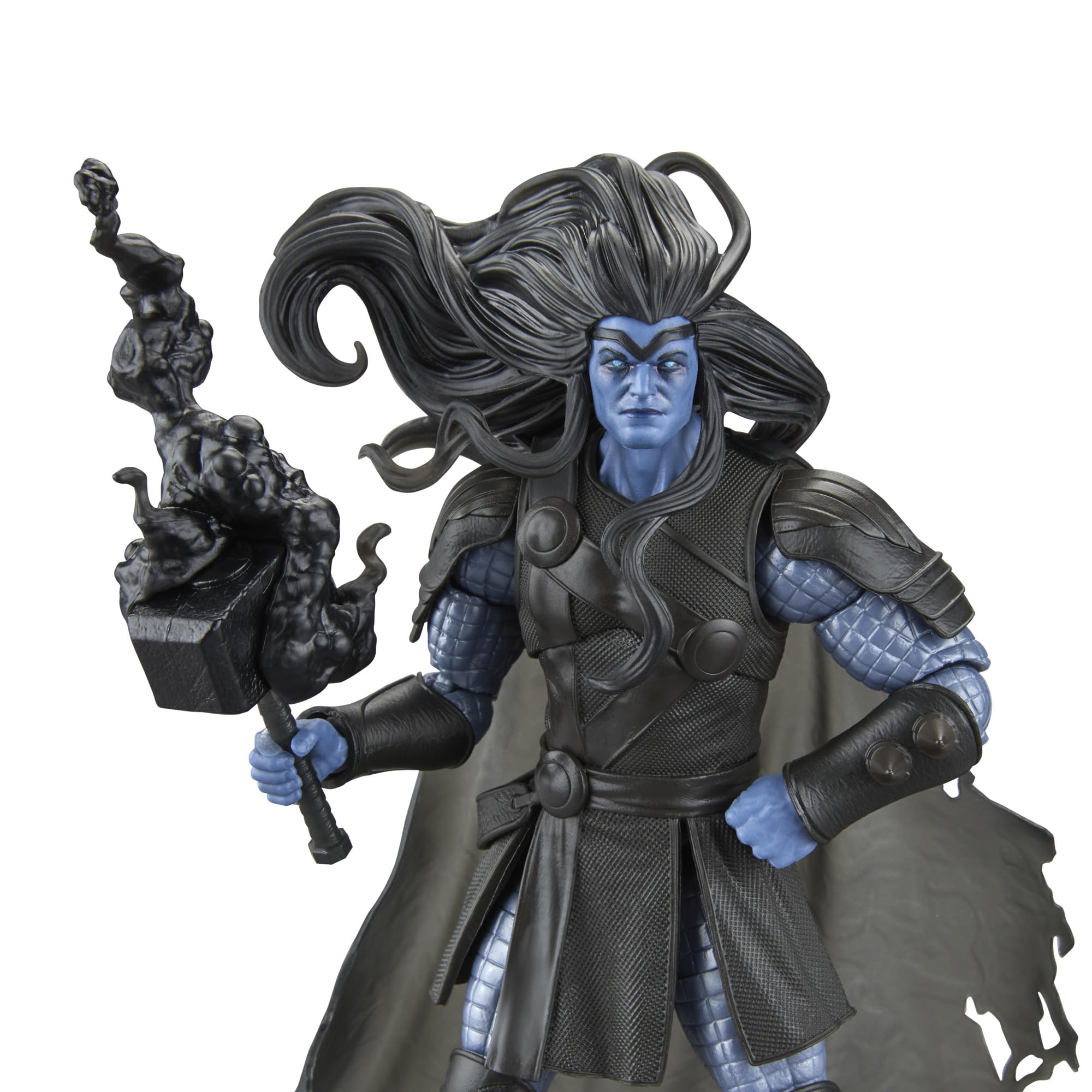 Marvel Legends Black Winter Thor with dark Mjolnir accessory for dramatic display.