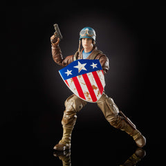 Capt. America shield detail and era-accurate deco in Marvel Legends set.