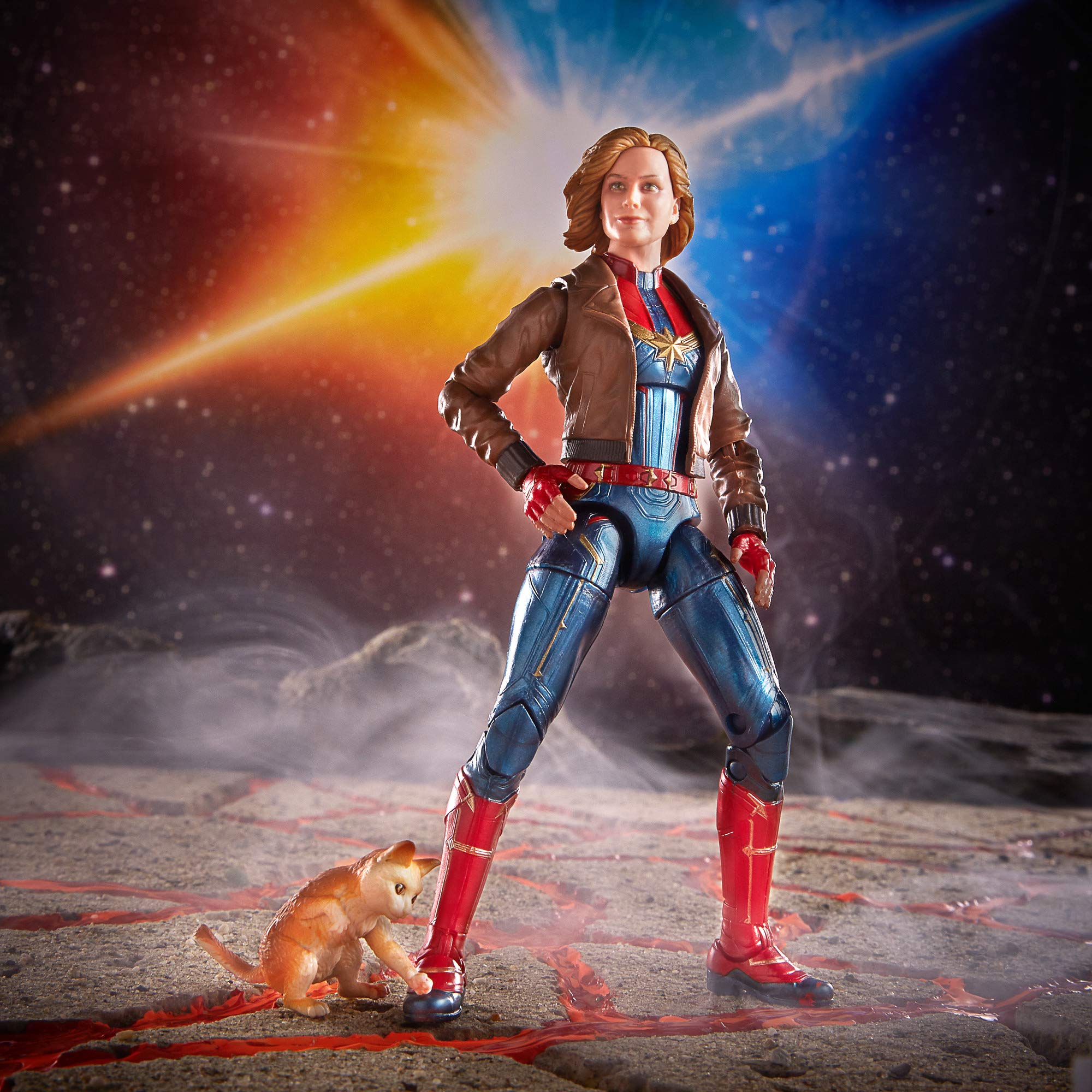 Captain Marvel action figure in a ready-to-display pose for fans.