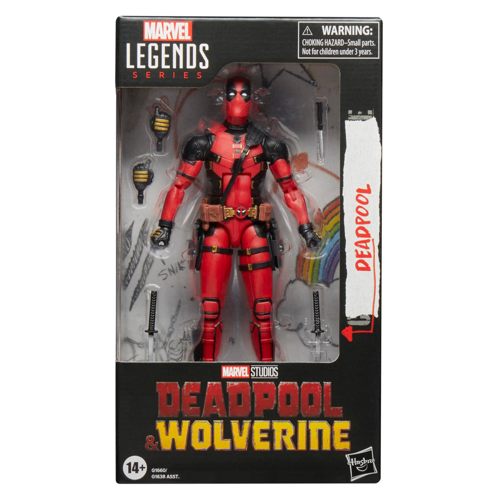 Marvel Legends Deadpool Wolverine articulation pose highlights poseability for dynamic displays.