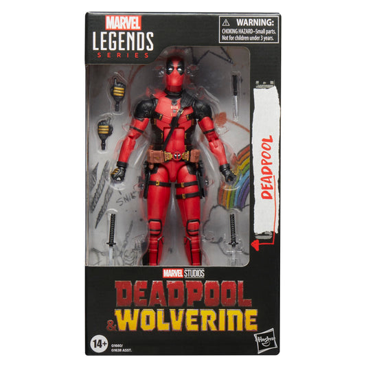Marvel Legends Deadpool Wolverine articulation pose highlights poseability for dynamic displays.