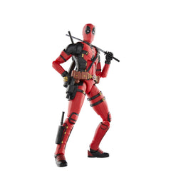 Marvel Legends Deadpool Wolverine detailed deco highlights quality craftsmanship.