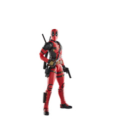 Marvel Legends Deadpool Wolverine dynamic posing captures action-ready stance.