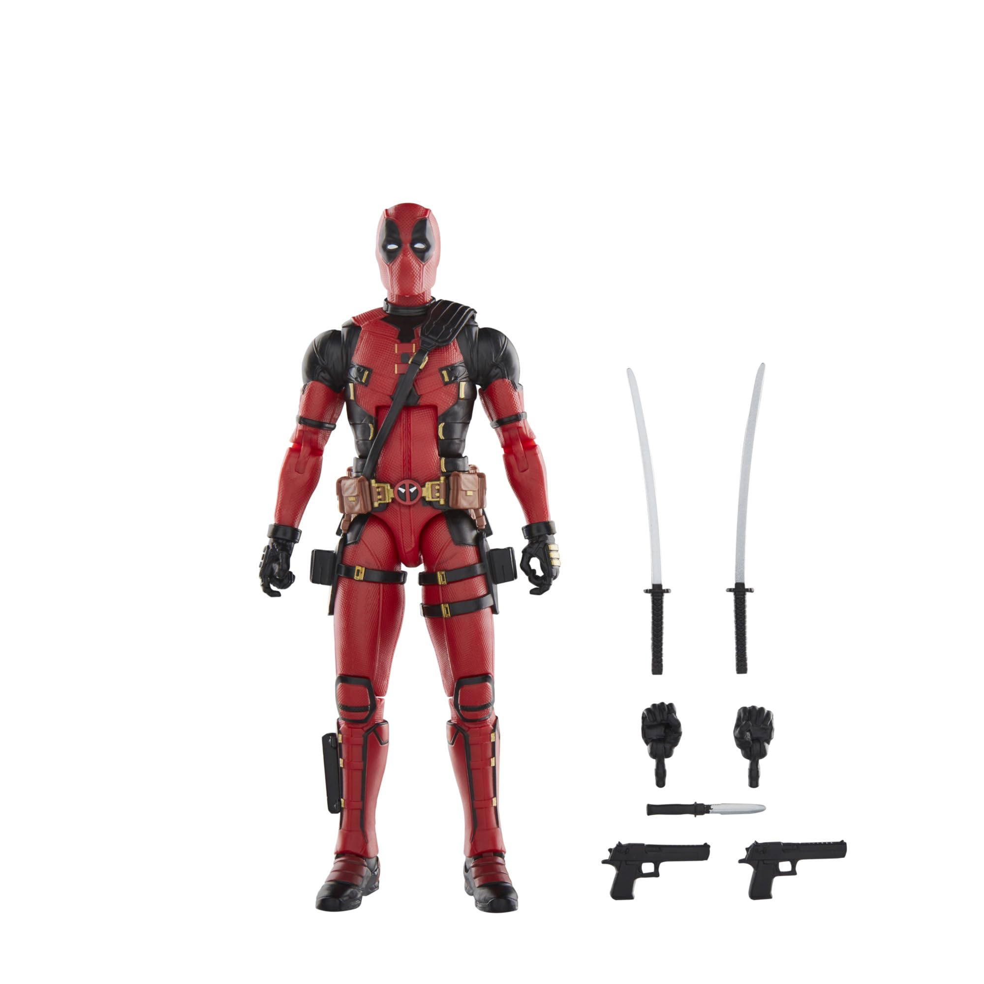 Marvel Legends Deadpool Wolverine front view shows premium detail for display.