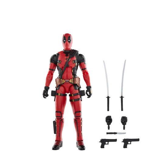 Marvel Legends Deadpool Wolverine front view shows premium detail for display.