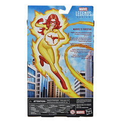 Marvel Legends Firestar 15 cm scale figure for compact shelf display.